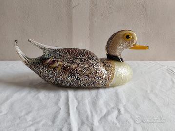 Anatra in vetro di Murano e argento