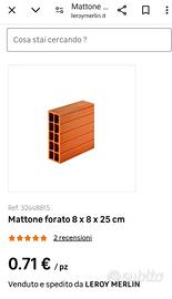 Mattone forato 8 x 8 x 25 cm
