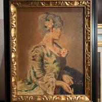 Antico dipinto Donna Borghese da collezione