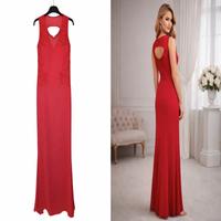 Abito lungo rosso elegante da cerimonia – schiena