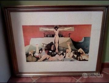 quadro litografia Salvatore Fiume Christus Vincit