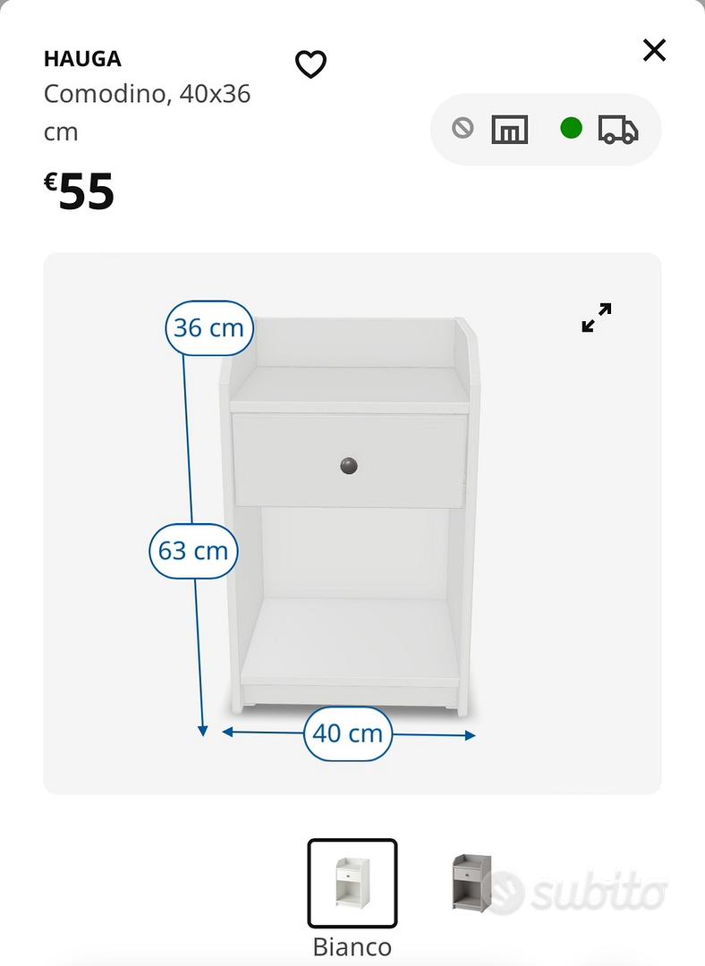 HAUGA comodino, bianco, 40x36 cm - IKEA Italia