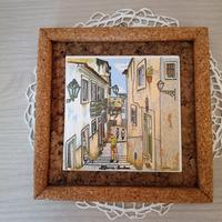 Vecchio quadretto con piastrella ceramica firmata