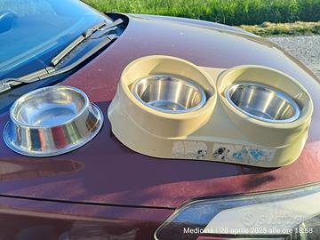 Ciotole in acciaio +base per cibo/acqua cani/gatti