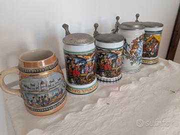 5 BOCCALI DA BIRRA ARTIGIANALI IN CERAMICA 