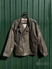 Giacca pelle vintage verde