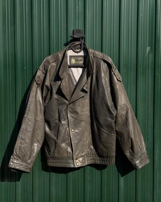 Giacca pelle vintage verde
