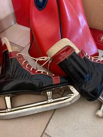 Pattini da ghiaccio con borsa in pelle