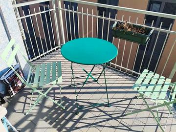 Set tavolino + 2 sedie da balcone o giardino