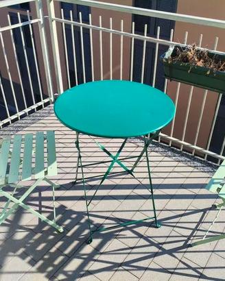 Set tavolino + 2 sedie da balcone o giardino