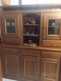 Credenza in legno massiccio con vetrinette 1,59cm