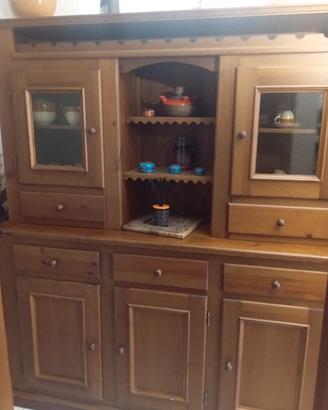 Credenza in legno massiccio con vetrinette 1,59cm