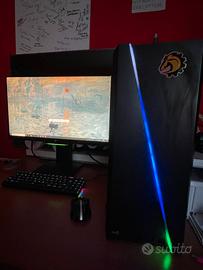 Computer gaming/desktop con monitor e keyboard