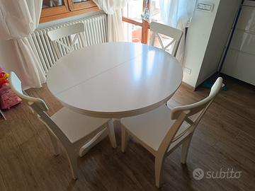 Tavolo Rotondo Allungabile Bianco 110/155x110 cm