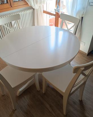 Tavolo Rotondo Allungabile Bianco 110/155x110 cm