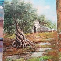 Quadro olio su tela Trullo e Ulivo Salento
