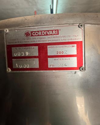 Serbatoio marca CORDIVARI da 1.000litri