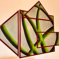 Quadro astratto geometrico moderno dipinto a mano