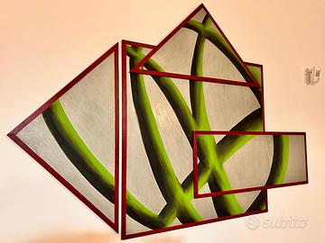 Quadro astratto geometrico moderno dipinto a mano