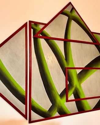 Quadro astratto geometrico moderno dipinto a mano