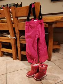 Pantaloni sci e stivali sci bambina
