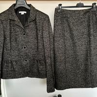 Completo donna in lana melange bianco e nero