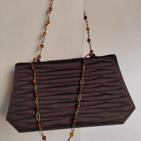 Borsetta vintage in tessuto trapuntato, marrone