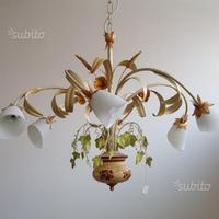 Lampadario floreale in ferro battuto 6luci
