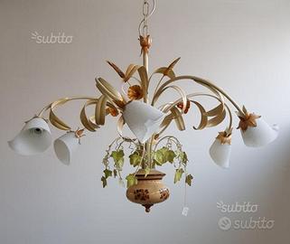 Lampadario floreale in ferro battuto 6luci