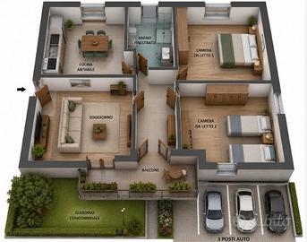 Lonate Pozzolo trilocale con giardino e posti auto