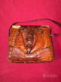 Borsetta vintage in vera pelle di coccodrillo
