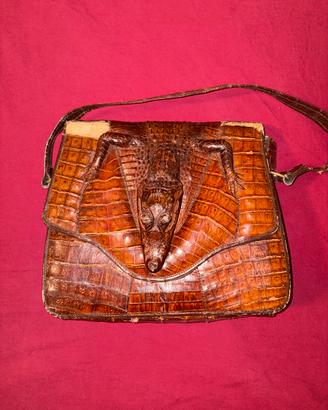 Borsetta vintage in vera pelle di coccodrillo