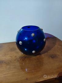 Vaso in vetro blu vintage di Cleto Munari, firmato