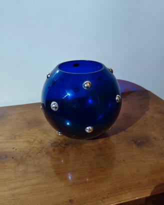 Vaso in vetro blu vintage di Cleto Munari, firmato