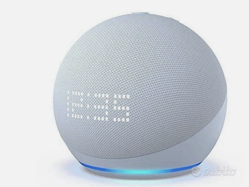 Echo Dot 5° Generazione, Blu, Alexa, orologio dig.