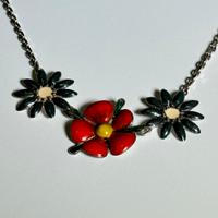 Collana vintage argento 925 smaltata fiori