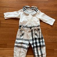 Completo body+pantaloni Burberry. 3mesi/60cm