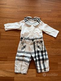 Completo body+pantaloni Burberry. 3mesi/60cm