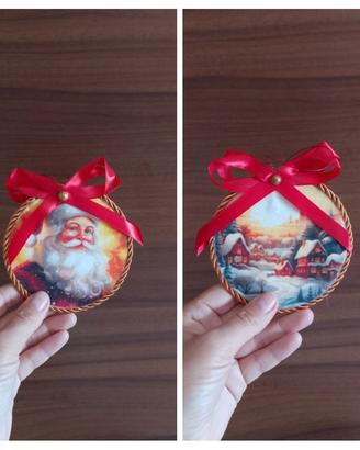 Medaglione natalizio Babbo Natale in pannolenci