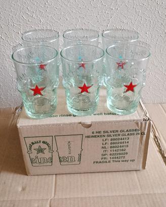 Set Completo 6 Bicchieri di Vetro Birra Heineken