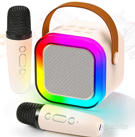 Karaoke Portatile con 2 Microfoni e Luci LED