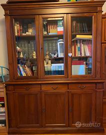 Vetrina con mobile,legno massello di noce