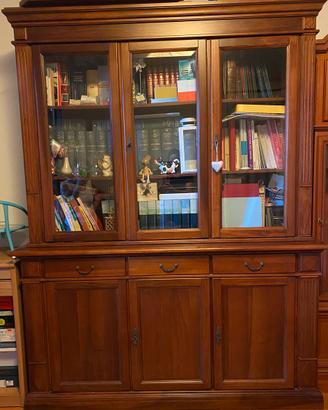 Vetrina con mobile,legno massello di noce