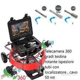 Telecamera 360° testina rotante per tubi 50metri
