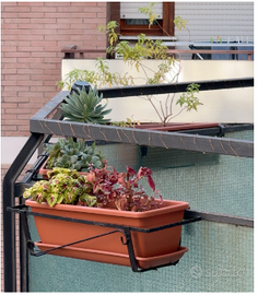 🌿 PORTAVASI BALCONE + VASI + SOTTOVASI + PIANTE