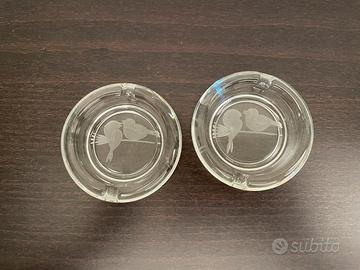 Coppia portacenere vintage in vetro decorati