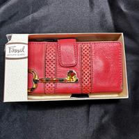 Portafoglio Fossil donna in pelle rossa