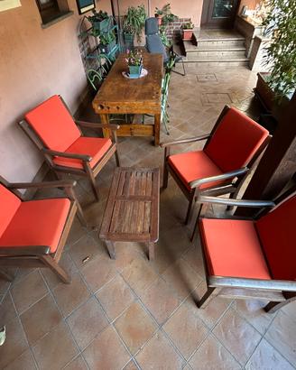 Salotto poltrone + tavolino esterno giardino