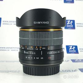 Obiettivo SAMYANG 8 mm f3.5  X CANON + GAR.USATO