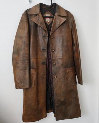 Trench in pelle vera invecchiata 